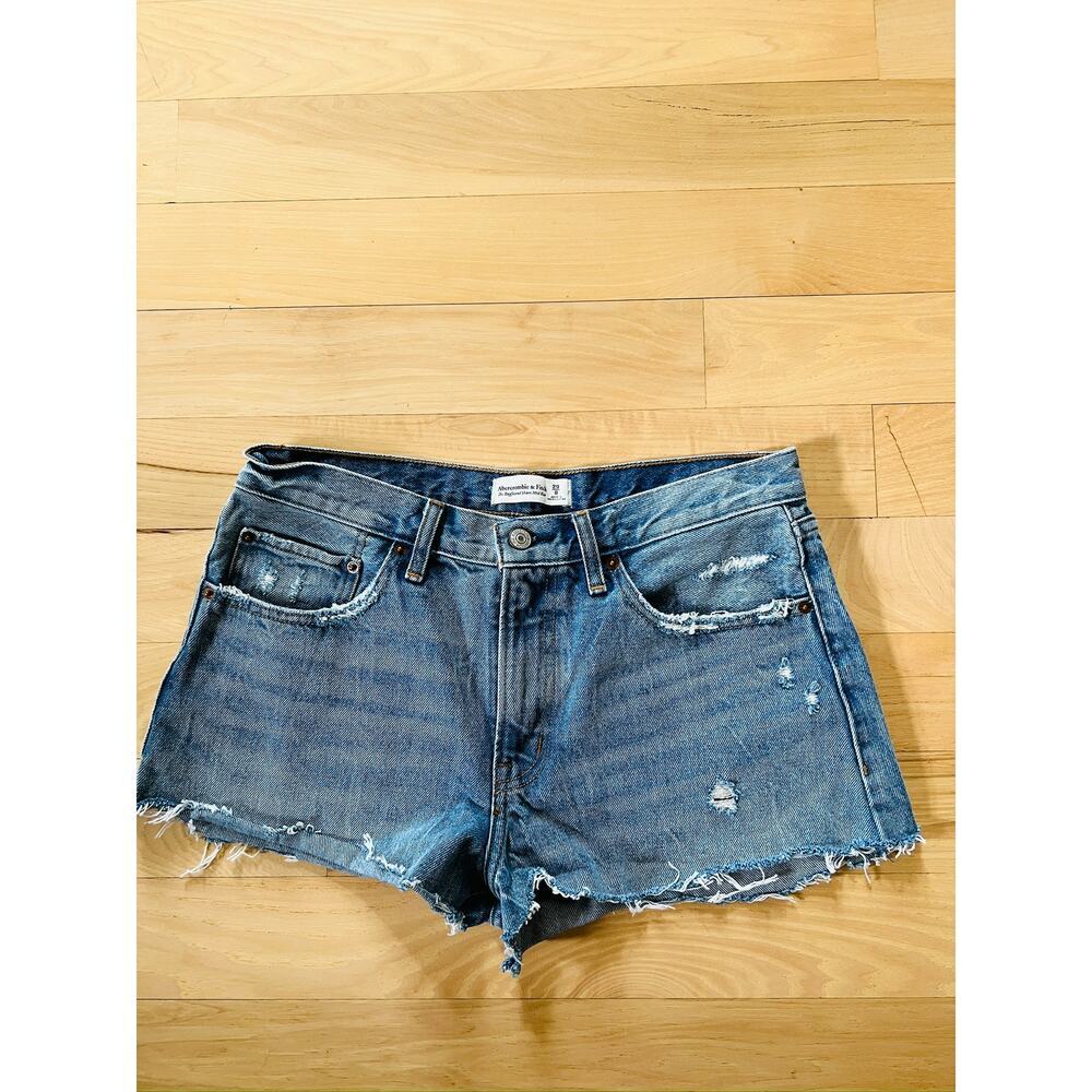 Abercrombie & Fitch Distressed Blue Denim Jean Shorts